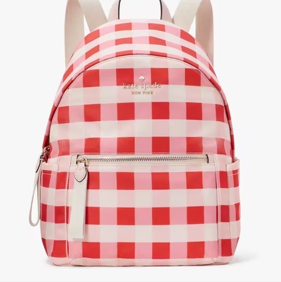❤️?️Kate Spade ?️Chelsea Gingham Check Printed Nylon Medium Backpack main image 7